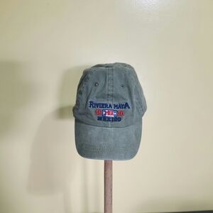 Caribbean Side Riviera Maya Mexico Embroidered Green Cap